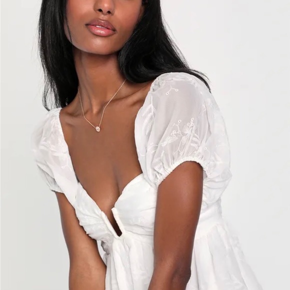 NWT Lulus Cutest Icon Off-the-Shoulder Embroidered Dress - Picture 3 of 9